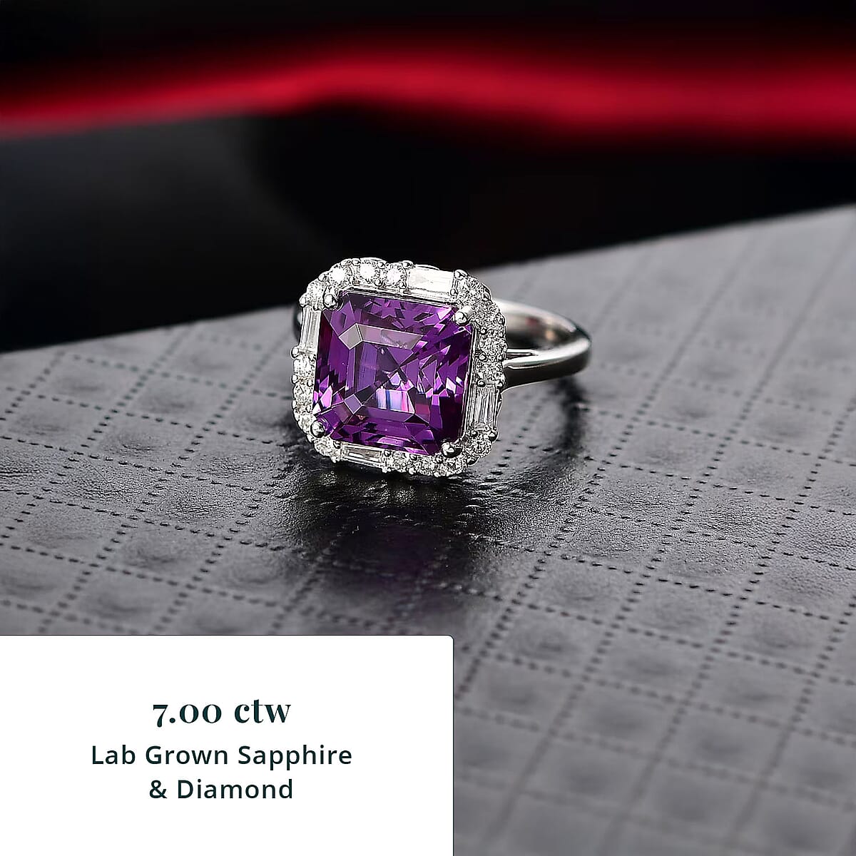 Certified & Appraised Luxuriant AAA Lab Grown Purple Sapphire and Diamond G-H SI 7.00 ctw Ring in 10K White Gold (Size 6.0) image number 1