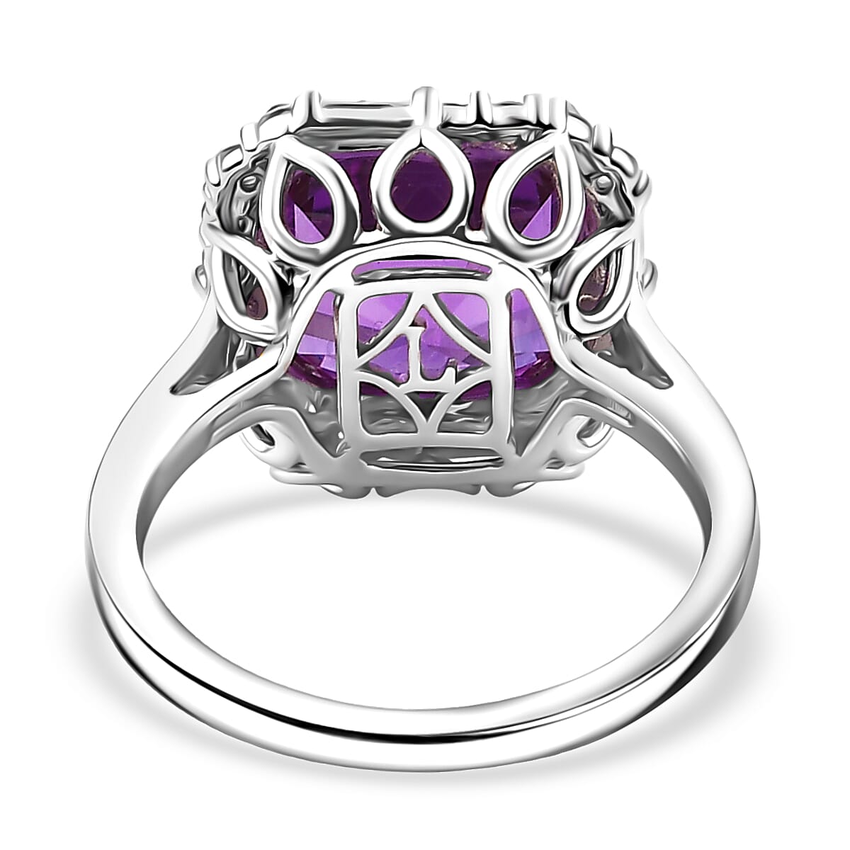 Certified & Appraised Luxuriant AAA Lab Grown Purple Sapphire and Diamond G-H SI 7.00 ctw Ring in 10K White Gold (Size 9.0) image number 3