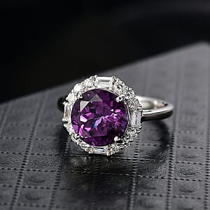 Certified & Appraised Luxuriant AAA Lab Grown Purple Sapphire and Diamond G-H SI 6.03 ctw Ring in 10K White Gold (Size 10.0)