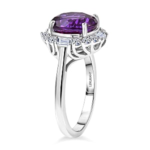 Certified & Appraised Luxuriant AAA Lab Grown Purple Sapphire and Diamond G-H SI 6.03 ctw Ring in 10K White Gold (Size 7.0)