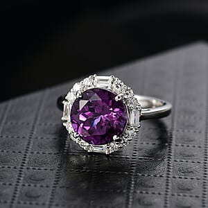 Certified & Appraised Luxuriant AAA Lab Grown Purple Sapphire and Diamond G-H SI 6.03 ctw Ring in 10K White Gold (Size 8.0)