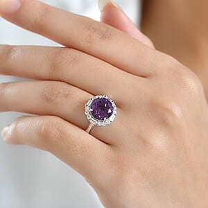 Certified & Appraised Luxuriant AAA Lab Grown Purple Sapphire and Diamond G-H SI 6.03 ctw Ring in 10K White Gold (Size 9.0)