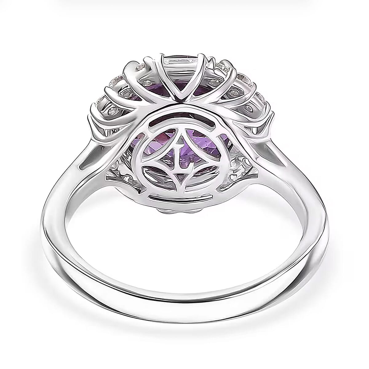 Certified & Appraised Luxuriant AAA Lab Grown Purple Sapphire and Diamond G-H SI 6.03 ctw Ring in 10K White Gold (Size 9.0) image number 6
