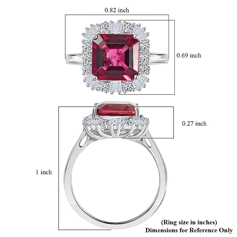 Certified and Appraised Luxuriant AAA Asscher Cut Lab Grown Bixbite, Diamond Ring in 10K White Gold 3.50 ctw (Size 10.0)