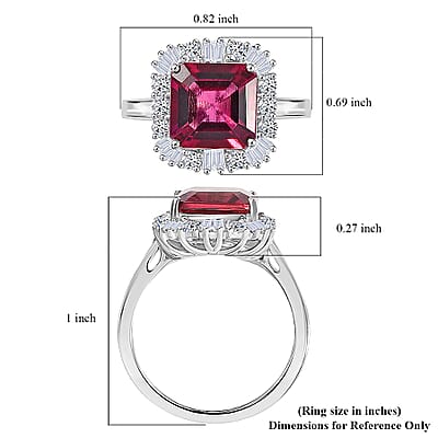 Certified and Appraised Luxuriant AAA Asscher Cut Lab Grown Bixbite, Diamond Ring in 10K White Gold 3.50 ctw (Size 12.0)