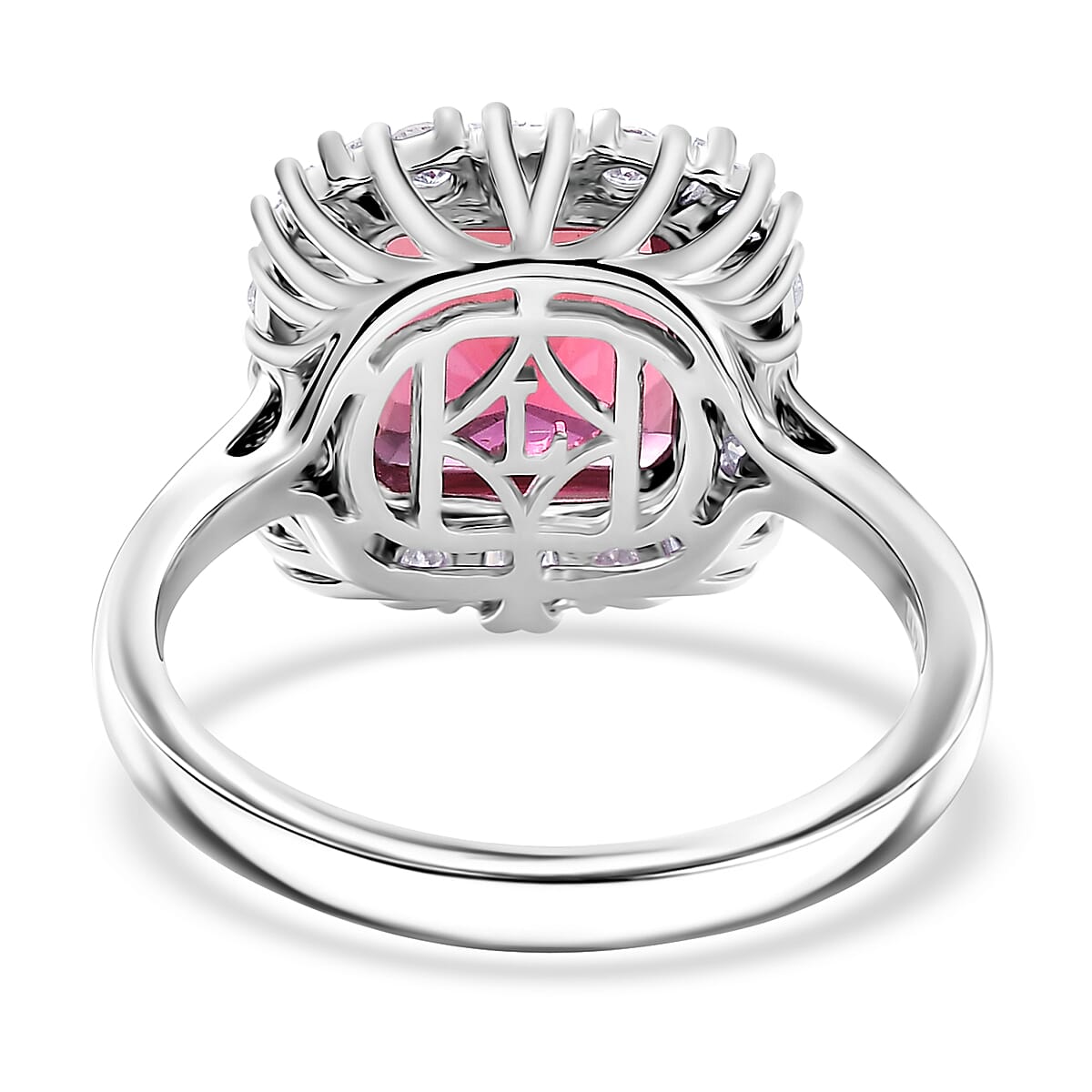 Certified Luxuriant AAA Asscher Cut Lab Grown Bixbite, Diamond Ring in 10K White Gold 3.50 ctw (Size 6.0) image number 2