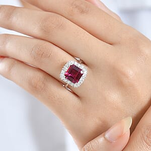 Certified and Appraised Luxuriant AAA Asscher Cut Lab Grown Bixbite, Diamond Ring in 10K White Gold 3.50 ctw (Size 8.0)