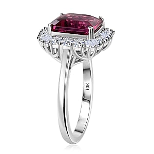 Certified and Appraised Luxuriant AAA Asscher Cut Lab Grown Bixbite, Diamond Ring in 10K White Gold 3.50 ctw (Size 8.0)