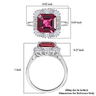 Certified and Appraised Luxuriant AAA Asscher Cut Lab Grown Bixbite, Diamond Ring in 10K White Gold 3.50 ctw (Size 8.0)