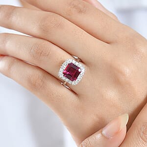 Certified and Appraised Luxuriant AAA Asscher Cut Lab Grown Bixbite, Diamond Ring in 10K White Gold 3.50 ctw (Size 8.5)