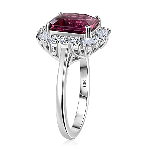 Certified and Appraised Luxuriant AAA Asscher Cut Lab Grown Bixbite, Diamond Ring in 10K White Gold 3.50 ctw (Size 8.5)