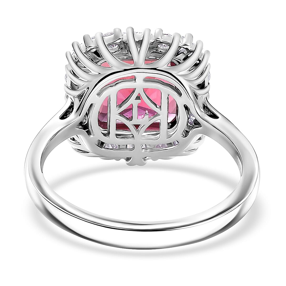 Certified and Appraised Luxuriant AAA Asscher Cut Lab Grown Bixbite, Diamond Ring in 10K White Gold 3.50 ctw (Size 9.5) image number 4