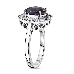 Doorbuster Certified & Appraised Luxuriant AAA Lab Grown Alexandrite and Diamond G-H SI 5.57 ctw Ring in 10K White Gold (Size 10.0)