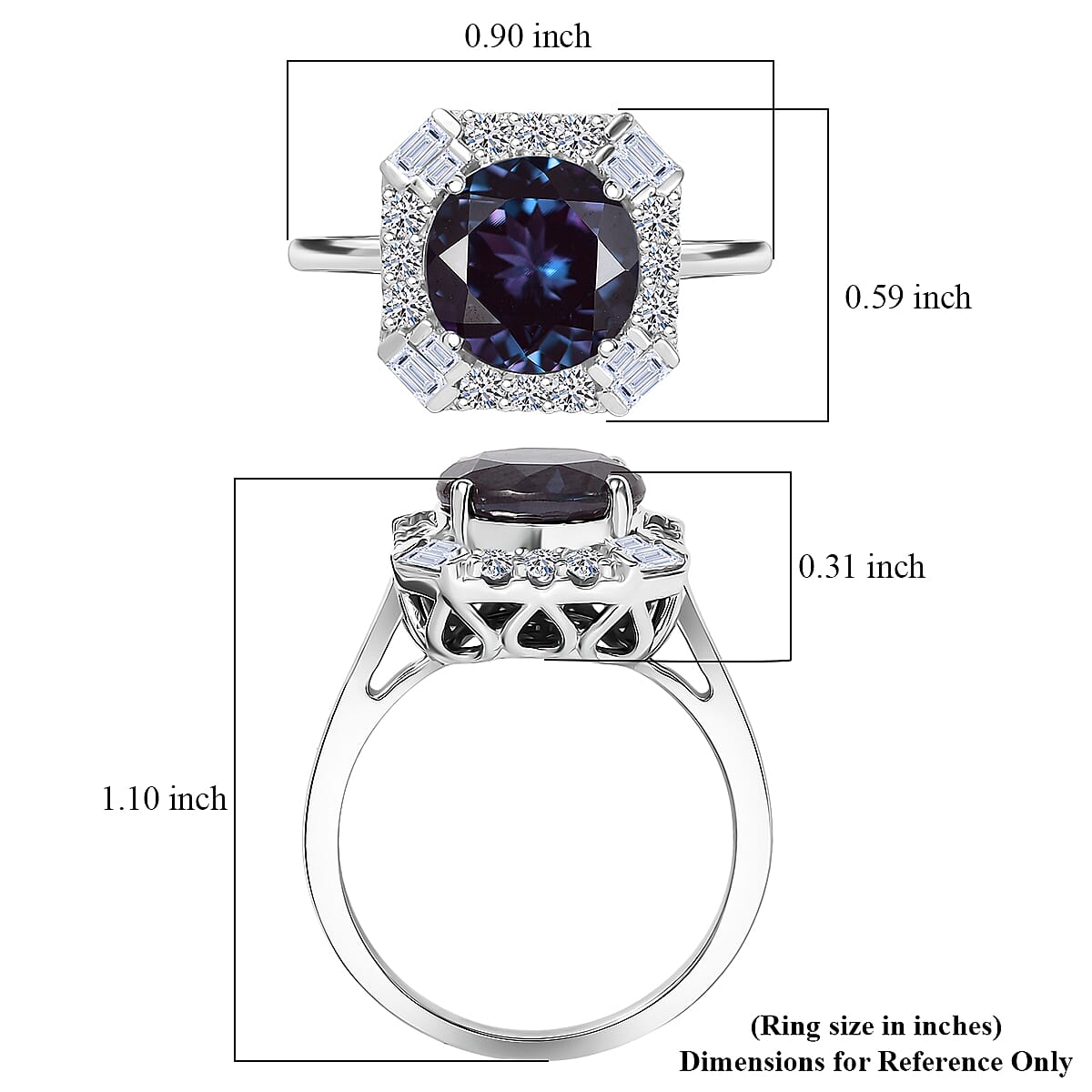 Doorbuster Certified & Appraised Luxuriant AAA Lab Grown Alexandrite and Diamond G-H SI 5.57 ctw Ring in 10K White Gold (Size 10.0) image number 4