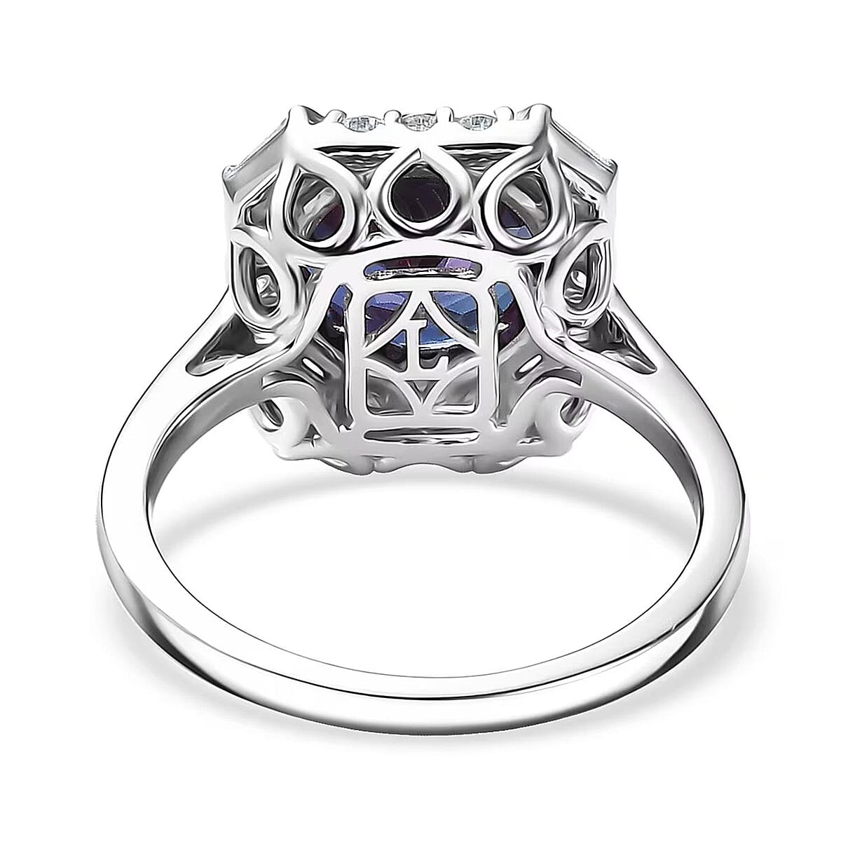 Certified Luxuriant AAA Lab Grown Alexandrite, Diamond Ring in 10K White Gold 5.57 ctw (Size 6.0) image number 6