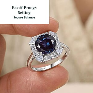Certified and Appraised Luxuriant AAA Lab Grown Alexandrite, Diamond Ring in 10K White Gold 5.57 ctw (Size 7.0)