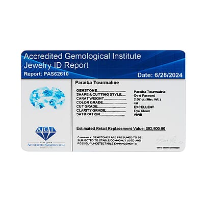 Certified & Appraised AAAA Paraiba Tourmaline (Oval Free Size) 2.07 ctw