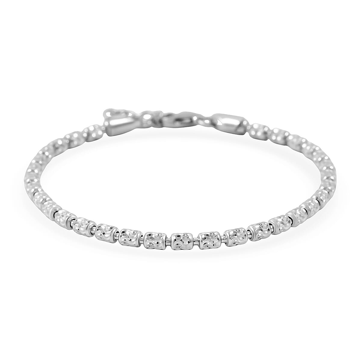 Italian Rhodium Over Sterling Silver Typhoon Bracelet (7.00 In) (5 g) image number 0