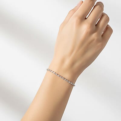 Italian Rhodium Over Sterling Silver Typhoon Bracelet (7.00 In) 5 Grams