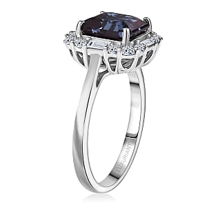 Doorbuster Certified & Appraised Luxuriant Asscher Cut AAA Lab Grown Alexandrite and Diamond G-H SI 3.56 ctw Ring in 10K White Gold (Size 10.0)