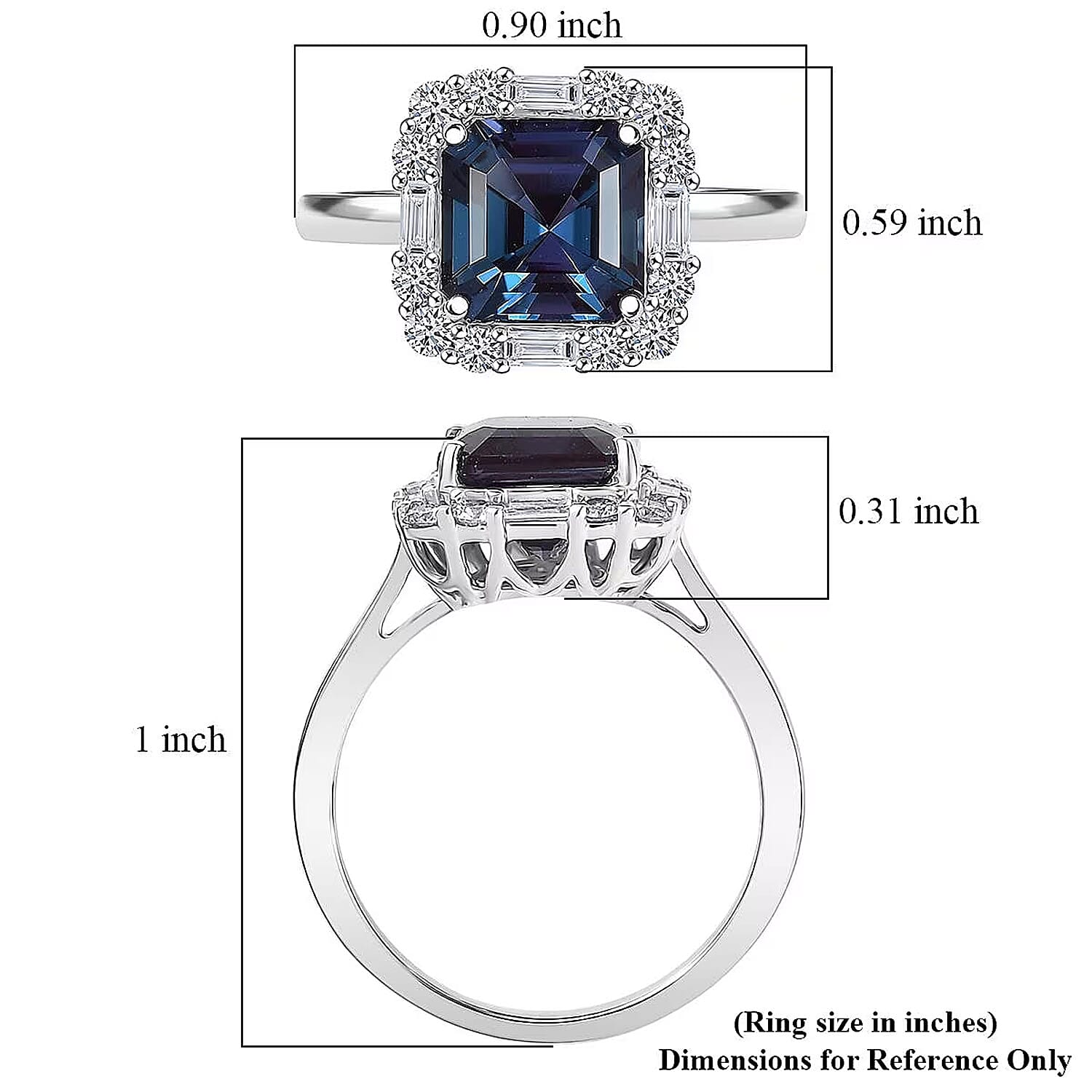 Certified & Appraised Luxuriant Asscher Cut AAA Lab Grown Alexandrite and Diamond G-H SI 3.56 ctw Ring in 10K White Gold (Size 6.0)