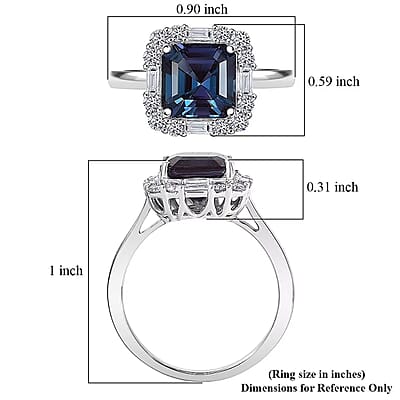 Certified & Appraised Luxuriant Asscher Cut AAA Lab Grown Alexandrite and Diamond G-H SI 3.56 ctw Ring in 10K White Gold (Size 6.0)