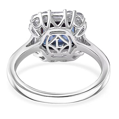 Certified & Appraised Luxuriant Asscher Cut AAA Lab Grown Alexandrite and Diamond G-H SI 3.56 ctw Ring in 10K White Gold (Size 6.0)