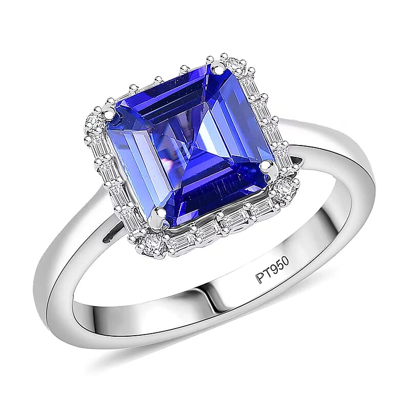 Certified & Appraised Rhapsody AAAA Tanzanite and Diamond E-F VS 2.30 ctw Ring in 950 Platinum (Size 10.0) 6 Grams