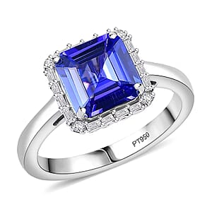 Doorbuster Certified & Appraised Rhapsody AAAA Tanzanite and Diamond E-F VS 2.30 ctw Ring in 950 Platinum (Size 6.0) 6 Grams