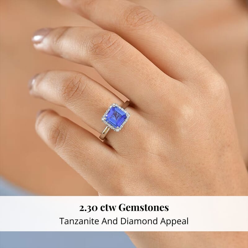 Certified & Appraised Rhapsody AAAA Tanzanite and Diamond E-F VS 2.30 ctw Ring in 950 Platinum (Size 7.0) 6 Grams