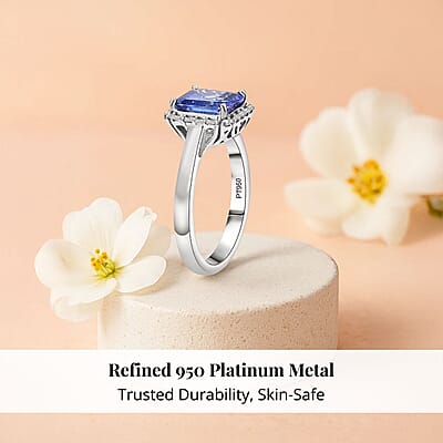 Certified & Appraised Rhapsody AAAA Tanzanite and Diamond E-F VS 2.30 ctw Ring in 950 Platinum (Size 7.0) 6 Grams