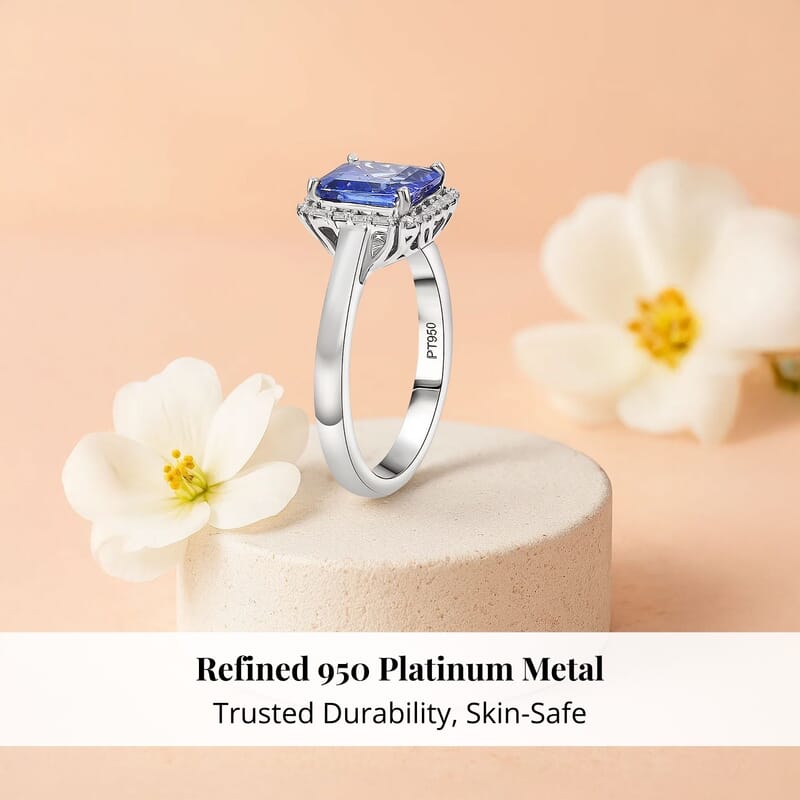 Certified & Appraised Rhapsody AAAA Tanzanite and Diamond E-F VS 2.30 ctw Ring in 950 Platinum (Size 7.0) 6 Grams