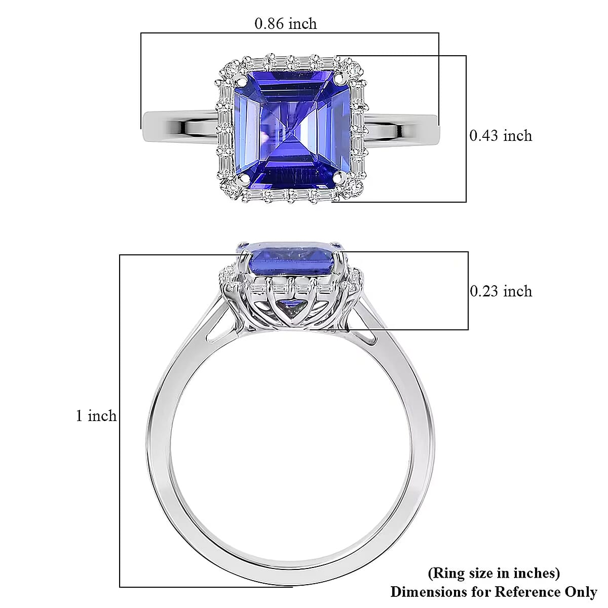 Doorbuster Certified & Appraised Rhapsody AAAA Tanzanite and Diamond E-F VS 2.30 ctw Ring in 950 Platinum (Size 7.0) 6 Grams image number 5