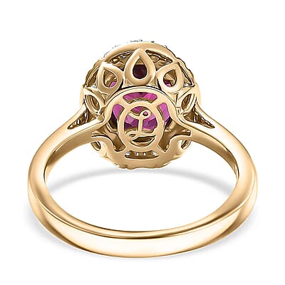 Certified & Appraised Luxoro AAA Radiant Ember Garnet and G-H I2 Diamond 3.30 ctw Halo Ring in 10K Yellow Gold (Size 10.0)