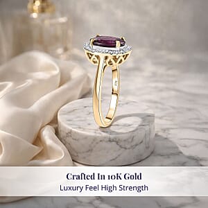  Certified & Appraised Luxoro AAA Radiant Ember Garnet and G-H I2 Diamond 3.30 ctw Halo Ring in 10K Yellow Gold (Size 11.5)