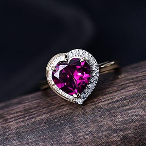 Certified Luxoro AAA Radiant Ember Garnet, Diamond Heart Ring in 10K Yellow Gold 3.00 ctw (Size 10.0)