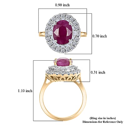 Certified & Appraised AAA Montepuez Ruby, Diamond Ballerina Halo Ring in 10K Yellow Gold 4.75 ctw (Size 10.0)