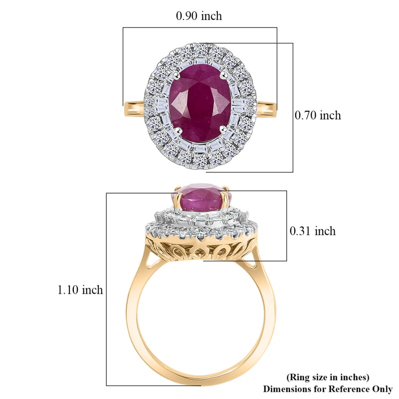 Certified & Appraised AAA Montepuez Ruby, Diamond Ballerina Halo Ring in 10K Yellow Gold 4.75 ctw (Size 10.0)