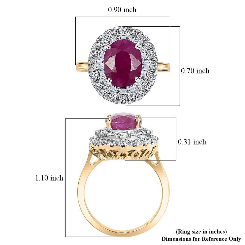 Certified & Appraised AAA Montepuez Ruby, Diamond Ballerina Halo Ring in 10K Yellow Gold 4.75 ctw (Size 6.0)