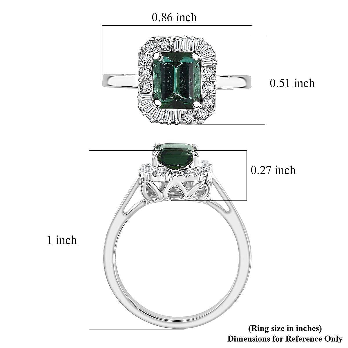 Certified & Appraised Luxoro AAA Pirineu Lagoon Tourmaline and G-H I2 Diamond 2.13 ctw Art Deco Ring in 10K White Gold (Size 10.0) image number 5