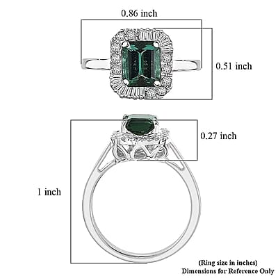 Certified & Appraised Luxoro AAA Pirineu Lagoon Tourmaline and G-H I2 Diamond 2.13 ctw Art Deco Ring in 10K White Gold (Size 5.0)