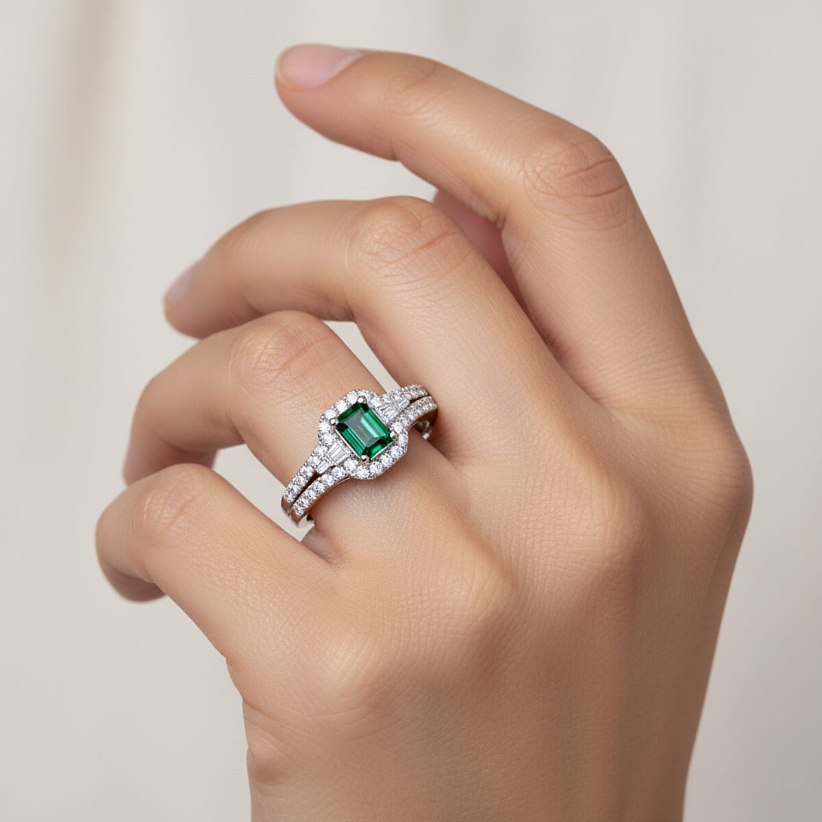 Doorbuster Certified & Appraised Luxoro AAA Pirineu Lagoon Tourmaline and G-H I2 Diamond 1.30 ctw Art Deco Ring in 10K White Gold (Size 10.0) image number 2