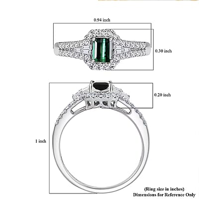 Certified & Appraised Luxoro AAA Pirineu Lagoon Tourmaline and G-H I2 Diamond 1.30 ctw Art Deco Ring in 10K White Gold (Size 10.0)