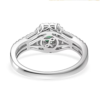 Certified & Appraised Luxoro AAA Pirineu Lagoon Tourmaline and G-H I2 Diamond 1.30 ctw Art Deco Ring in 10K White Gold (Size 10.0)