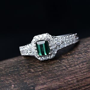  Certified & Appraised Luxoro AAA Pirineu Lagoon Tourmaline and G-H I2 Diamond 1.30 ctw Art Deco Ring in 10K White Gold (Size 6.0)