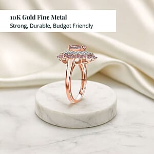 Certified AAA Marropino Morganite, Lab Grown Diamond Ring in 10K Rose Gold 3.87 ctw (Size 10.0)