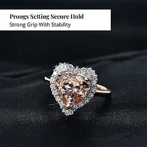 Certified AAA Marropino Morganite, Lab Grown Diamond Ring in 10K Rose Gold 3.87 ctw (Size 10.0)
