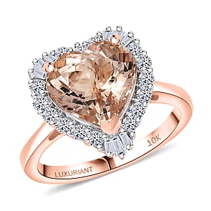 Doorbuster Certified & Appraised AAA Marropino Morganite and Luxuriant Diamond G-H SI 3.87 ctw Blush of Romance Ring in 10K Rose Gold (Size 7.0)