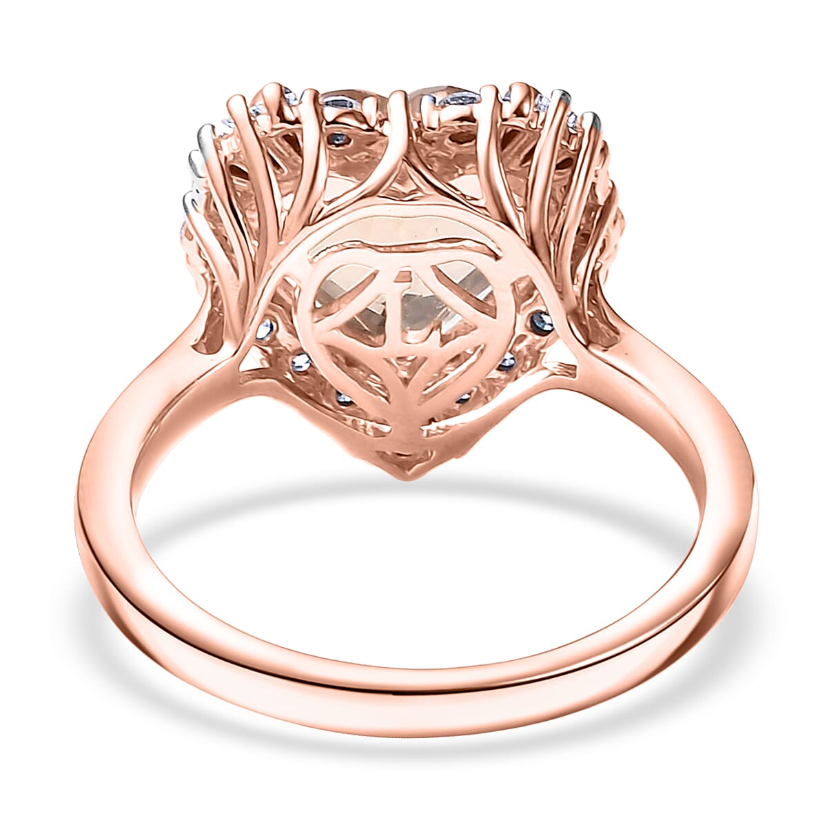 Doorbuster Certified & Appraised AAA Marropino Morganite and Luxuriant Diamond G-H SI 3.87 ctw Blush of Romance Ring in 10K Rose Gold (Size 7.0) image number 3