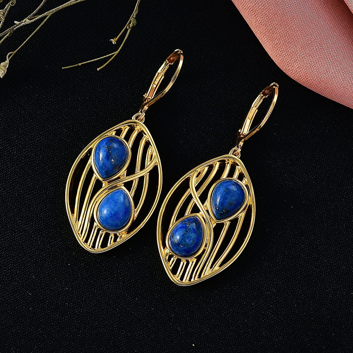 EverTrue Lapis Lagoon 5.85 ctw Earrings in 18K YG Plated image number 1